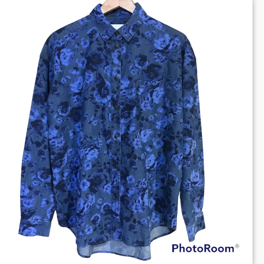 Lucky brand floral chambray button up shirt - Picture 1 of 6